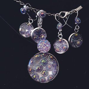 Purple Starburst Necklace & Earrings.